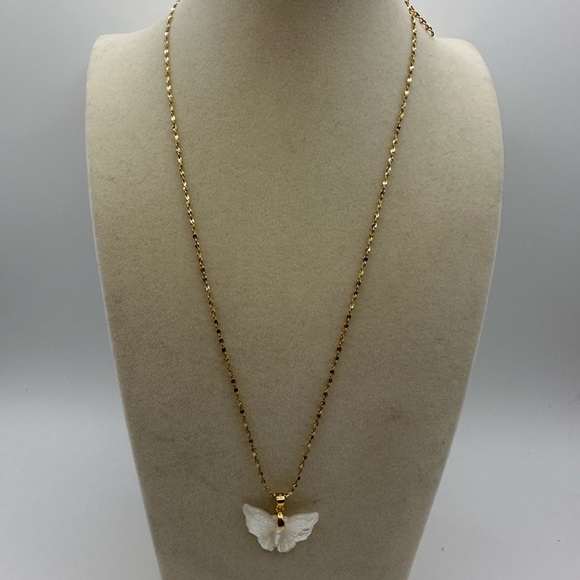 Elegant Shell Butterfly Pendant on Chain - Picture 2 of 10
